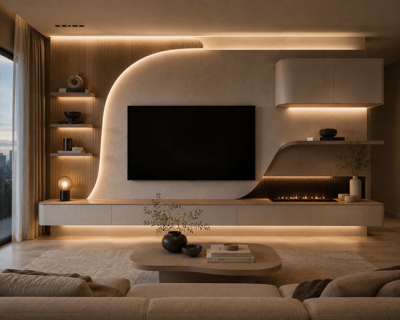 Mueble de living en madera natural
